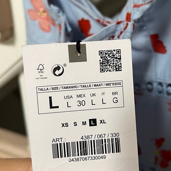 Zara Linen Blend Ruffled Straps Floral Midi Dress L NWT - Picture 16 of 16